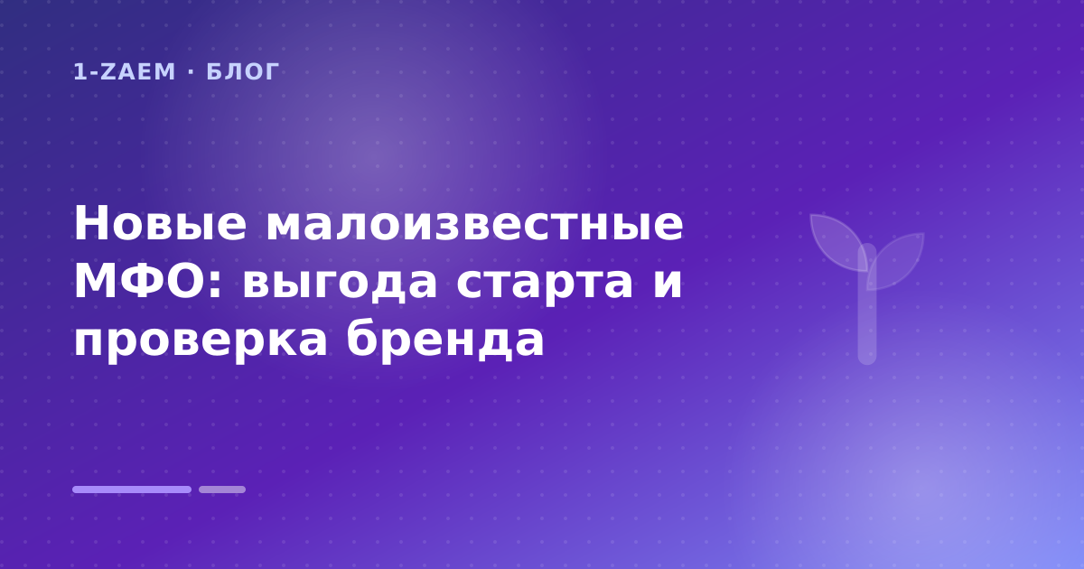 Новые малоизвестные МФО: выгода старта и проверка бренда — иллюстрация 1-Zaem